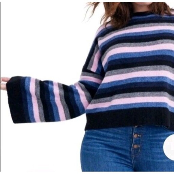 Madewell Cardiff Striped Crewneck Sweater In Coziest Yarn Size M Stretch - Picture 2 of 11